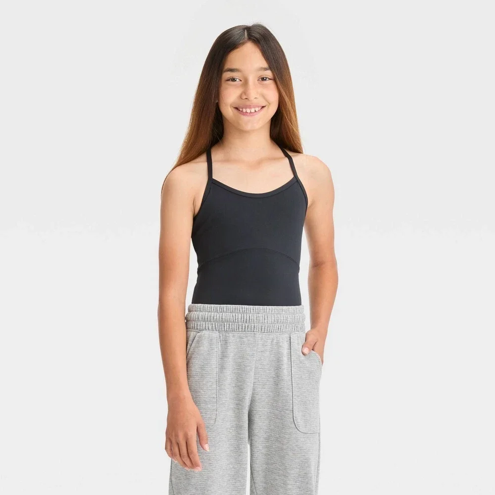 Girls Strappy Leotard - All in Motion Black Size Medium 8
